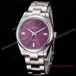 New Rolex Oyster Perpetual Red Grape Dial Stainless Steel Replica Watch